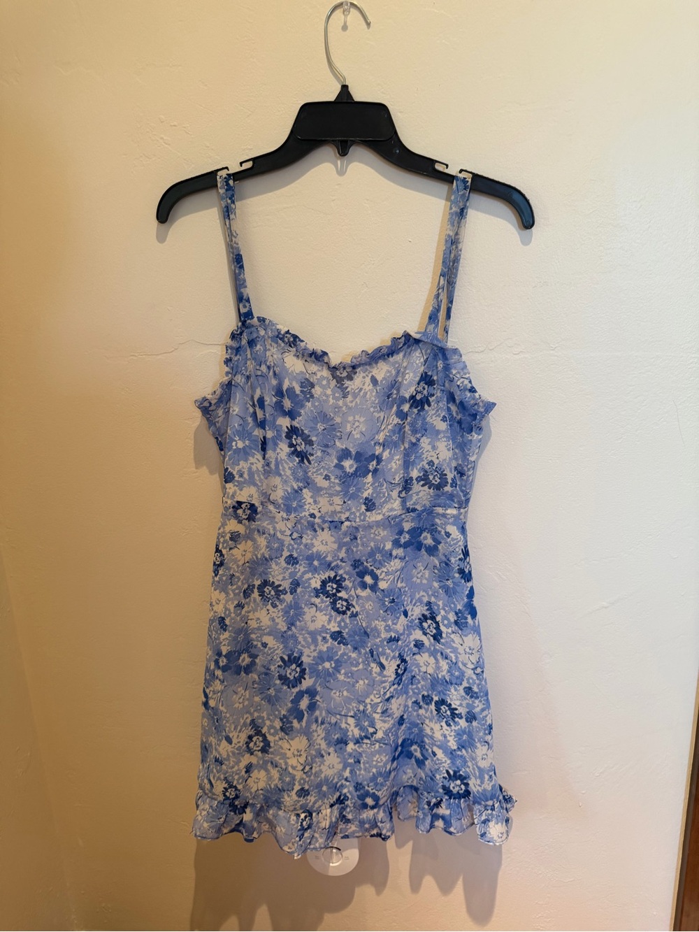 Lush Blue and White Floral Mini Dress